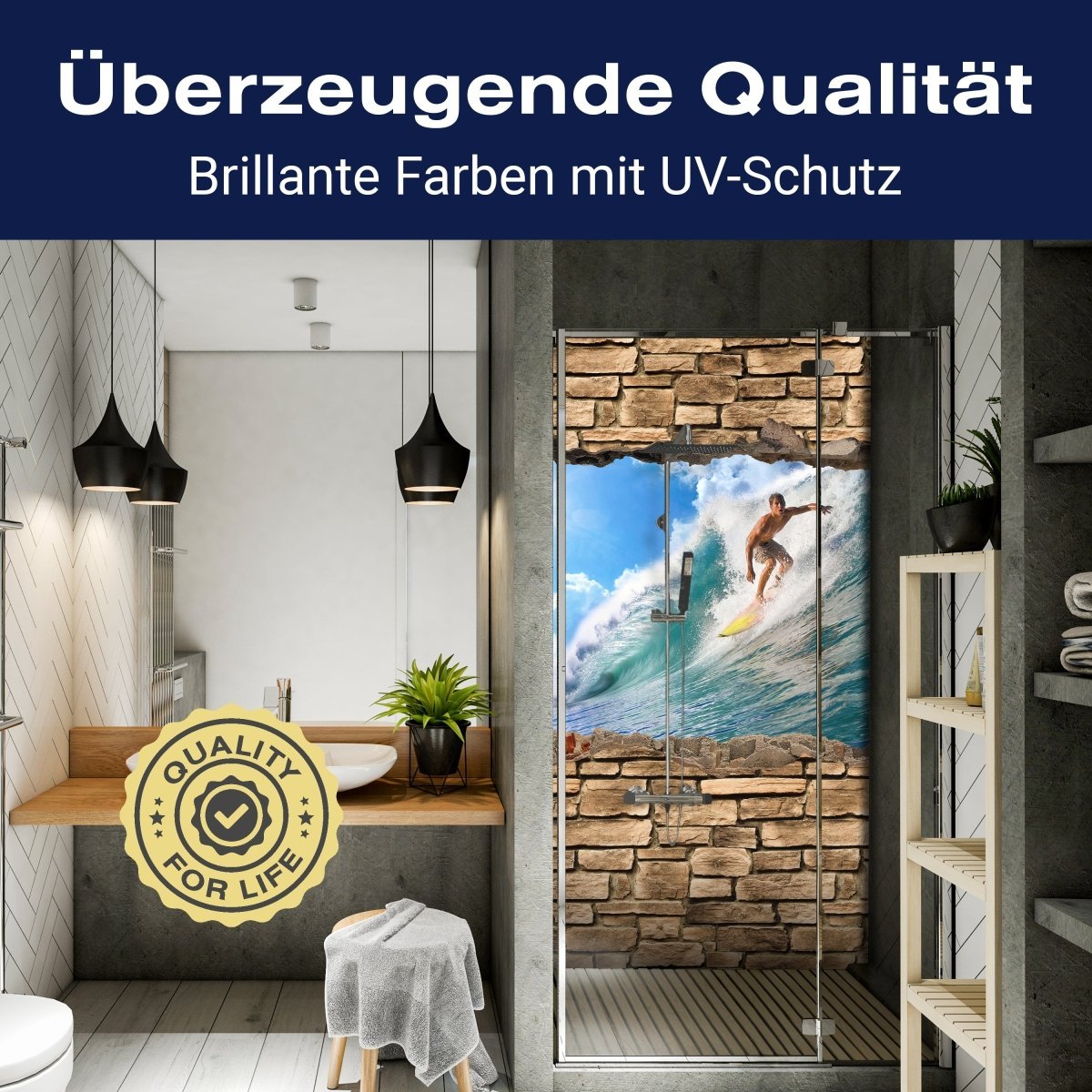 Duschwand 3D Surfing - Steinmauer M0672 entdecken - Bild 2 Duschwand 3D Surfing - Steinmauer M0672 entdecken - Bild 2