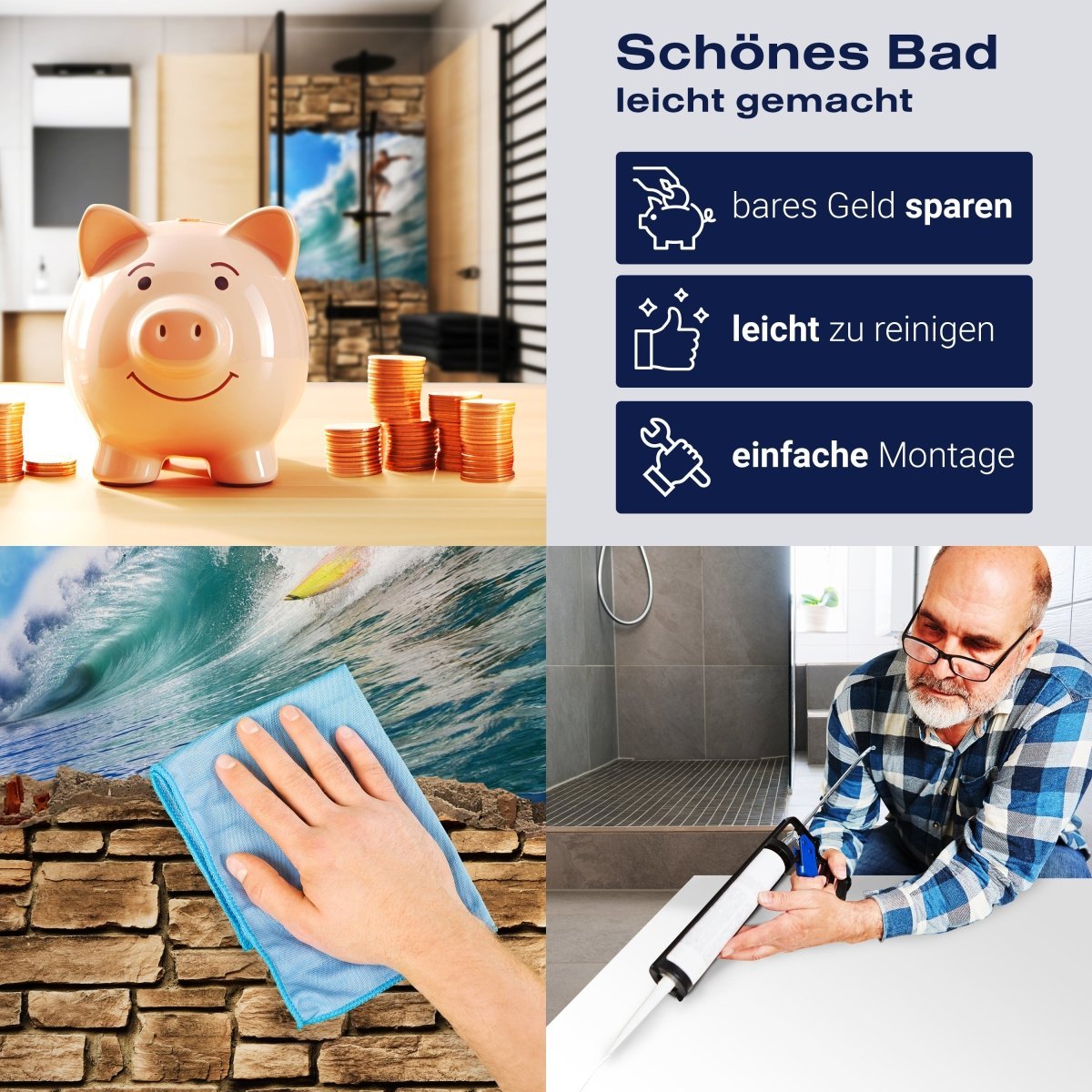 Duschwand 3D Surfing - Steinmauer M0672 entdecken - Bild 7 Duschwand 3D Surfing - Steinmauer M0672 entdecken - Bild 7