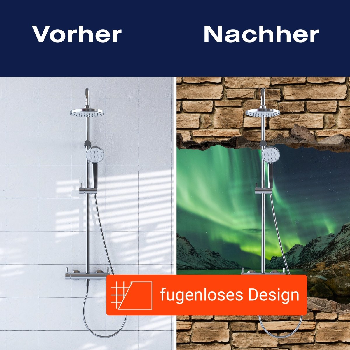 Duschwand 3D Optik - Aurora Borealis Tromsö - Steinmauer M0675 entdecken - Bild 9 Duschwand 3D Optik - Aurora Borealis Tromsö - Steinmauer M0675 entdecken - Bild 9
