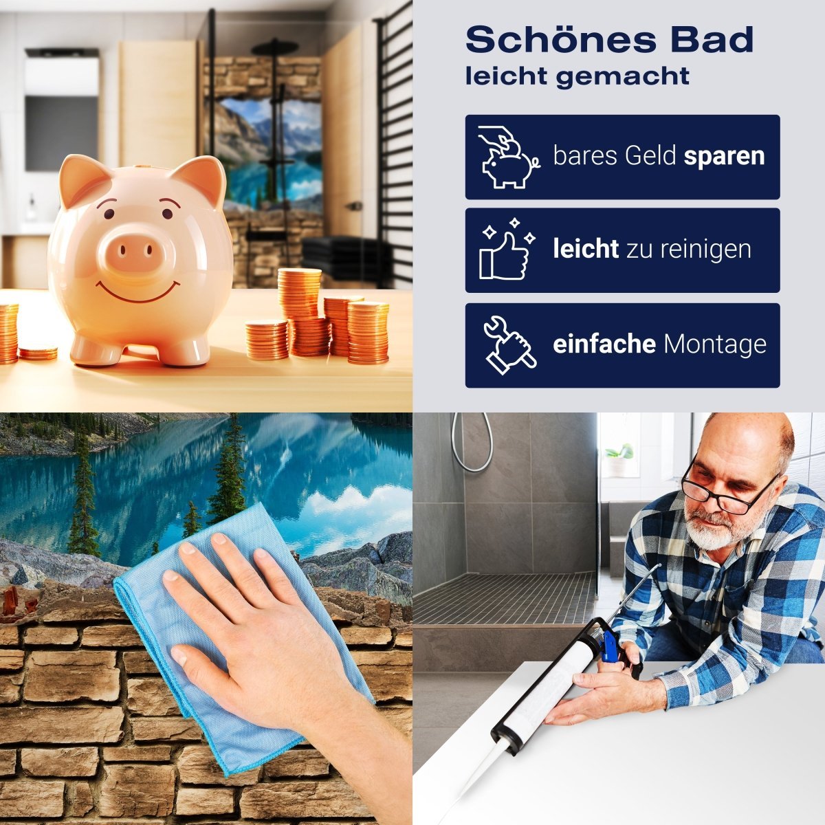 Duschwand 3D Moraine lake rocky mountain panorama - Steinmauer M0676 entdecken - Bild 7 Duschwand 3D Moraine lake rocky mountain panorama - Steinmauer M0676 entdecken - Bild 7