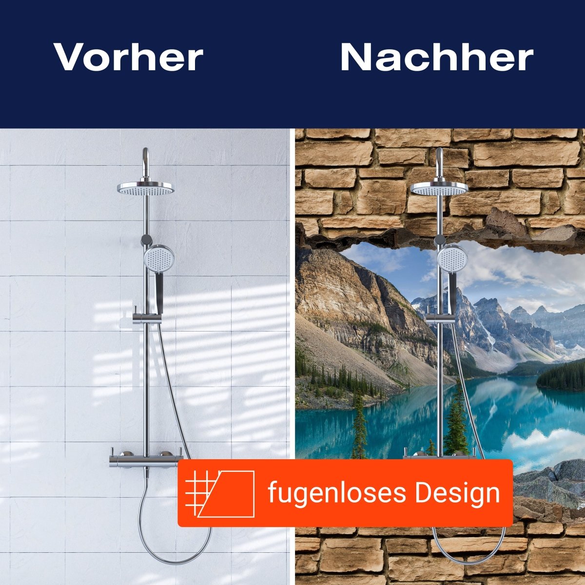 Duschwand 3D Moraine lake rocky mountain panorama - Steinmauer M0676 entdecken - Bild 9 Duschwand 3D Moraine lake rocky mountain panorama - Steinmauer M0676 entdecken - Bild 9