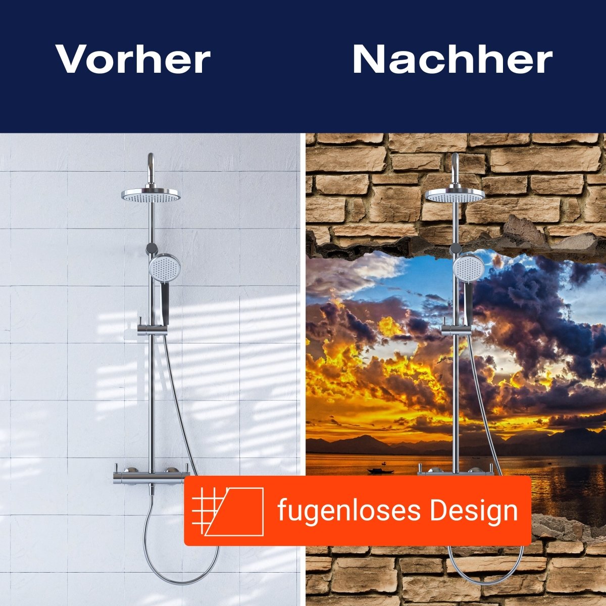 Duschwand 3D Optik - Sonnenuntergang- Steinmauer M0678 entdecken - Bild 9 Duschwand 3D Optik - Sonnenuntergang- Steinmauer M0678 entdecken - Bild 9