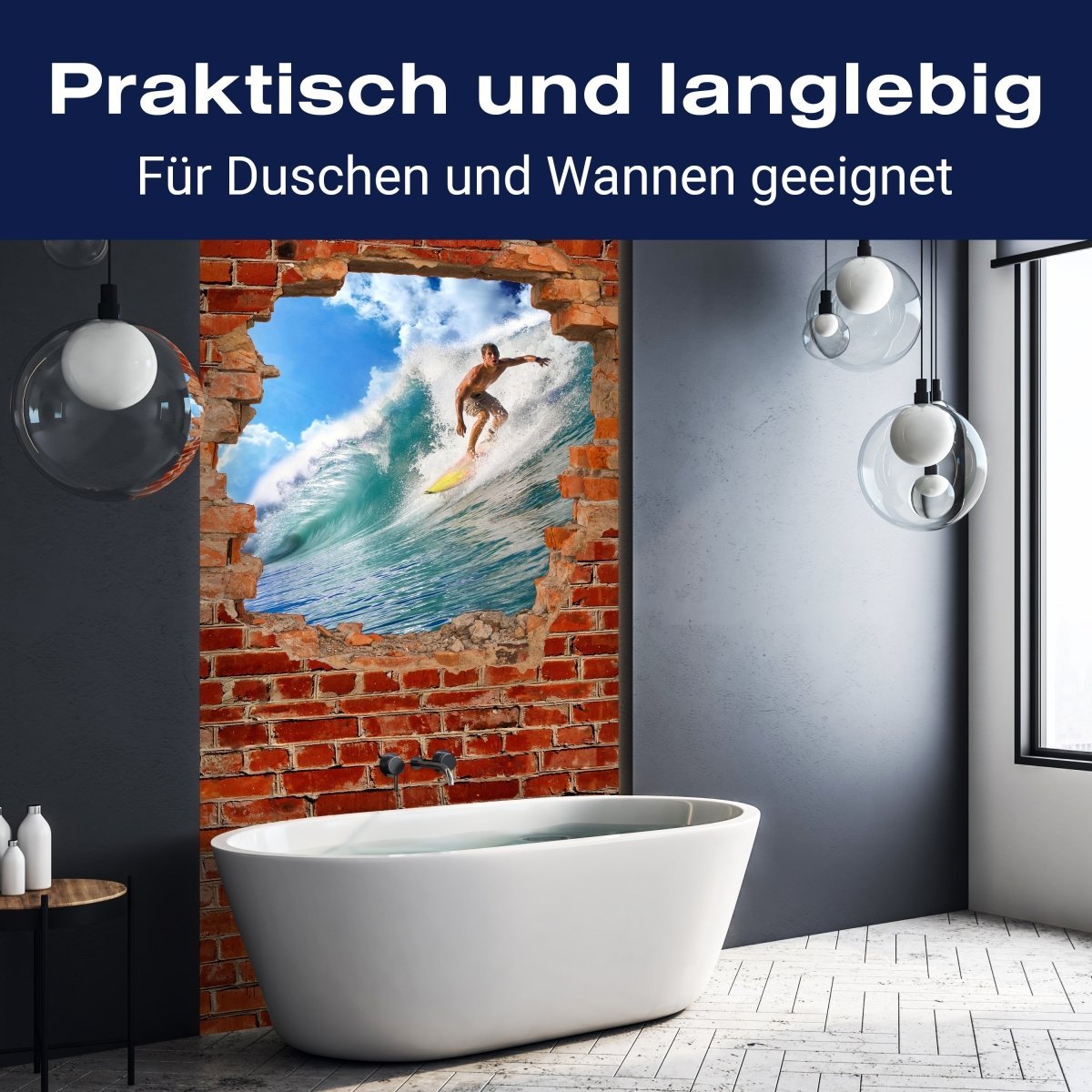 Duschwand Surfing - Roter Backstein M0682 entdecken - Bild 3 Duschwand Surfing - Roter Backstein M0682 entdecken - Bild 3