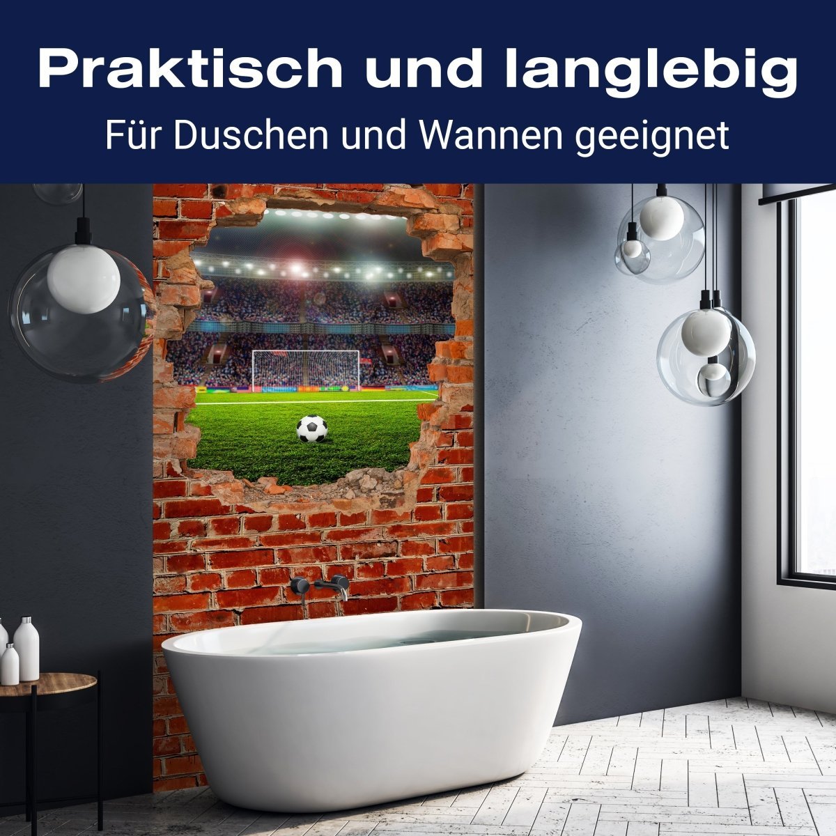 Duschwand Fußballfeld - Roter Backstein M0683 entdecken - Bild 3 Duschwand Fußballfeld - Roter Backstein M0683 entdecken - Bild 3