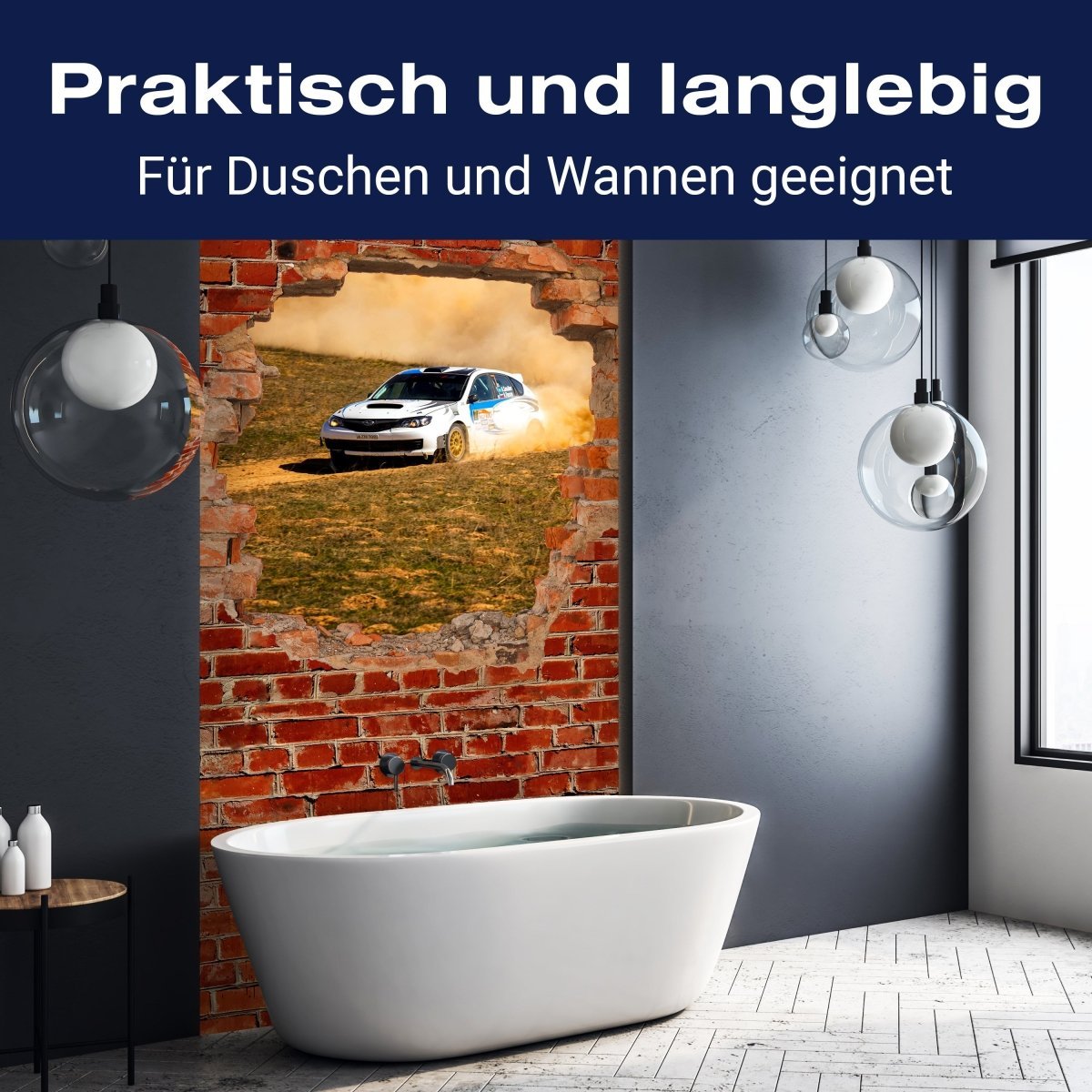 Duschwand Rallye Auto - Roter Backstein M0684 entdecken - Bild 3 Duschwand Rallye Auto - Roter Backstein M0684 entdecken - Bild 3