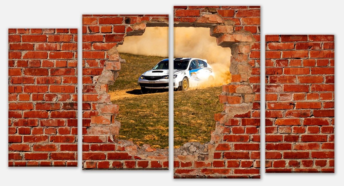 Leinwandbild Mehrteiler Rallye Auto - Roter Backstein M0684 Leinwandbild Mehrteiler Rallye Auto - Roter Backstein M0684