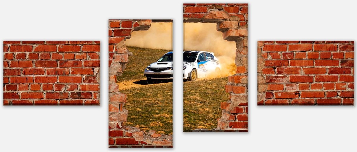 Leinwandbild Mehrteiler Rallye Auto - Roter Backstein M0684 Leinwandbild Mehrteiler Rallye Auto - Roter Backstein M0684