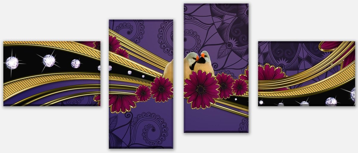 Leinwandbild Mehrteiler Niedlichen Vögel Paar M0687 Leinwandbild Mehrteiler Niedlichen Vögel Paar M0687