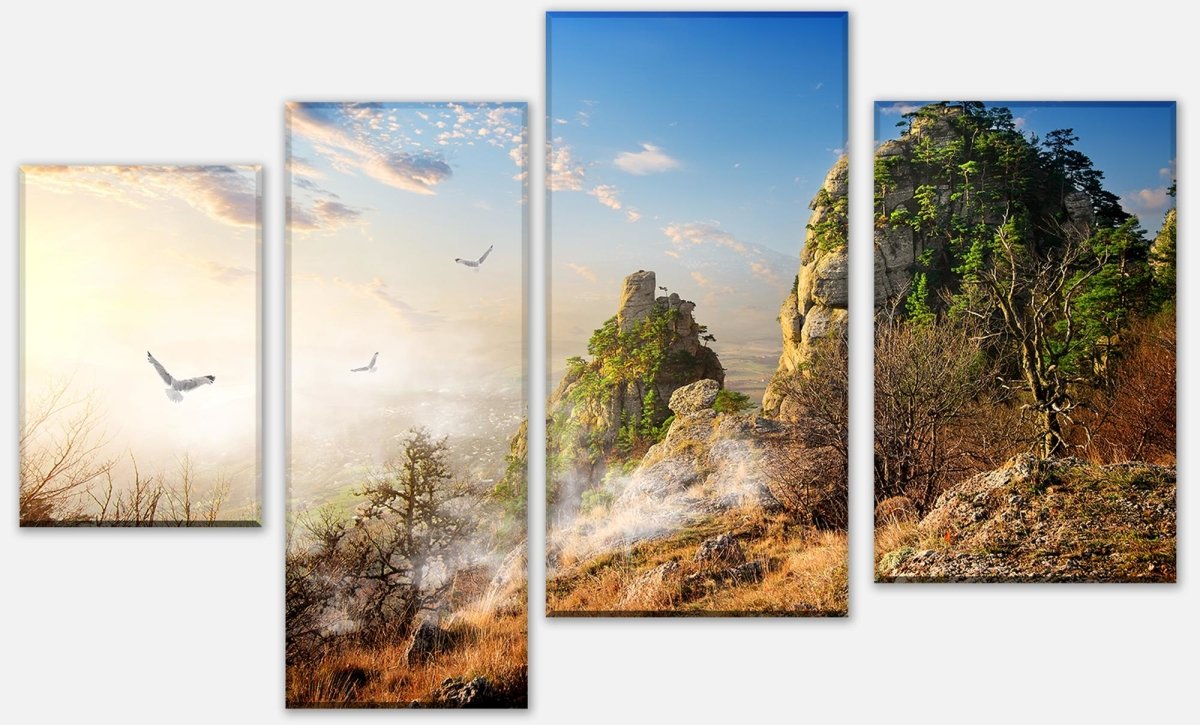 Leinwandbild Mehrteiler Vögel über Klippen M0693 Leinwandbild Mehrteiler Vögel über Klippen M0693