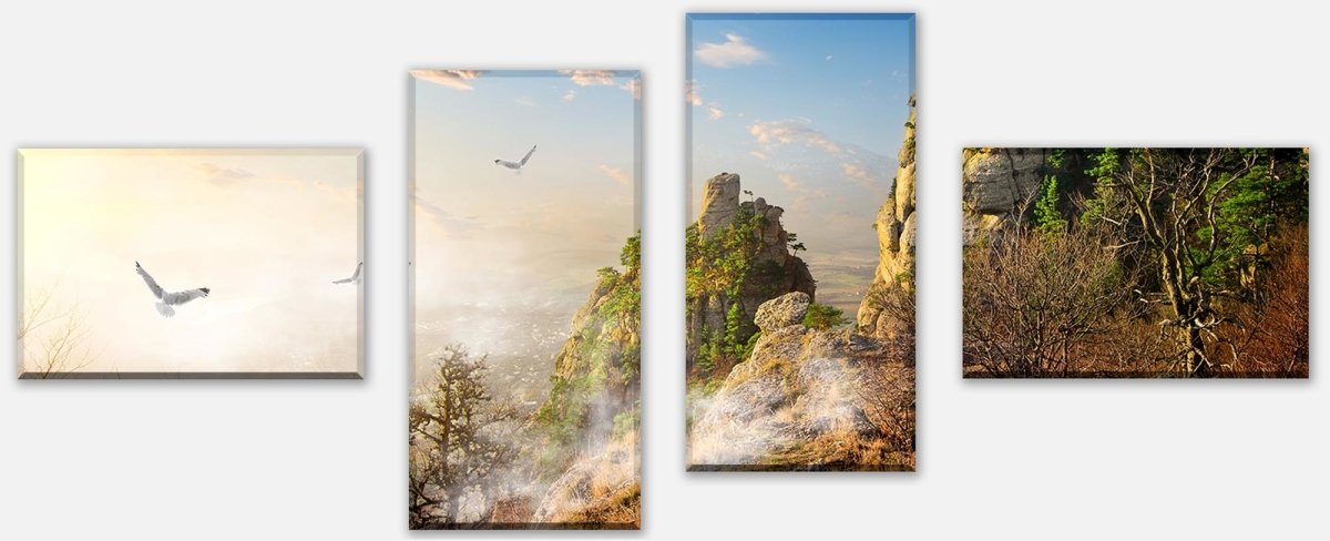 Leinwandbild Mehrteiler Vögel über Klippen M0693 Leinwandbild Mehrteiler Vögel über Klippen M0693