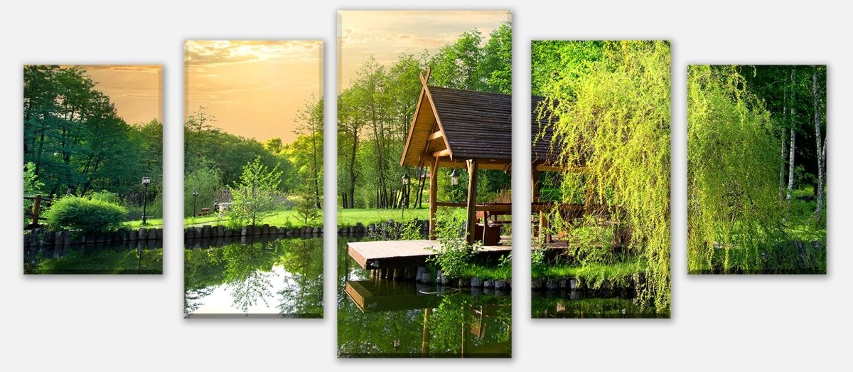 Leinwandbild Mehrteiler Gartenlaube an kleinem See M0694 entdecken - Bild 1 Leinwandbild Mehrteiler Gartenlaube an kleinem See M0694 entdecken - Bild 1
