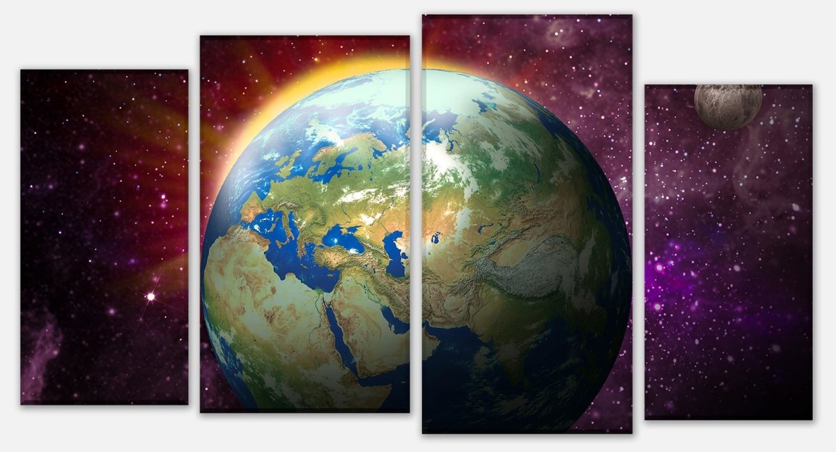 Leinwandbild Mehrteiler Erde, Mond und Sonne M0697 Leinwandbild Mehrteiler Erde, Mond und Sonne M0697
