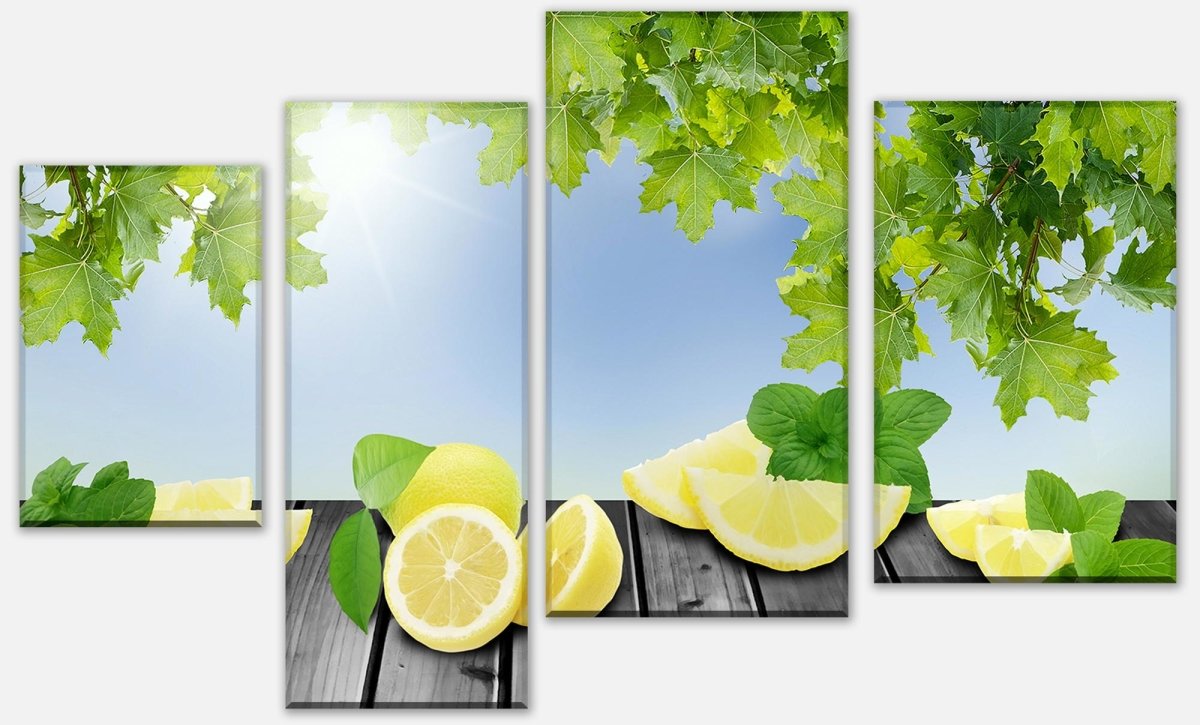 Leinwandbild Mehrteiler Zitronen Grünen Hintergrund M0701 Leinwandbild Mehrteiler Zitronen Grünen Hintergrund M0701