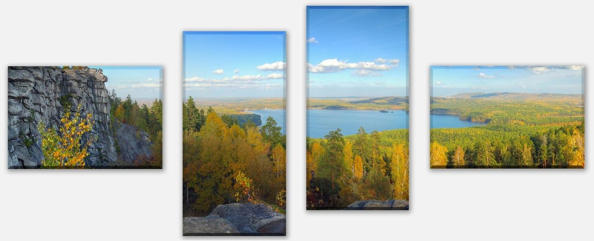 Leinwandbild Mehrteiler Herbstlandschaft mit Bergen und See M0717 Leinwandbild Mehrteiler Herbstlandschaft mit Bergen und See M0717