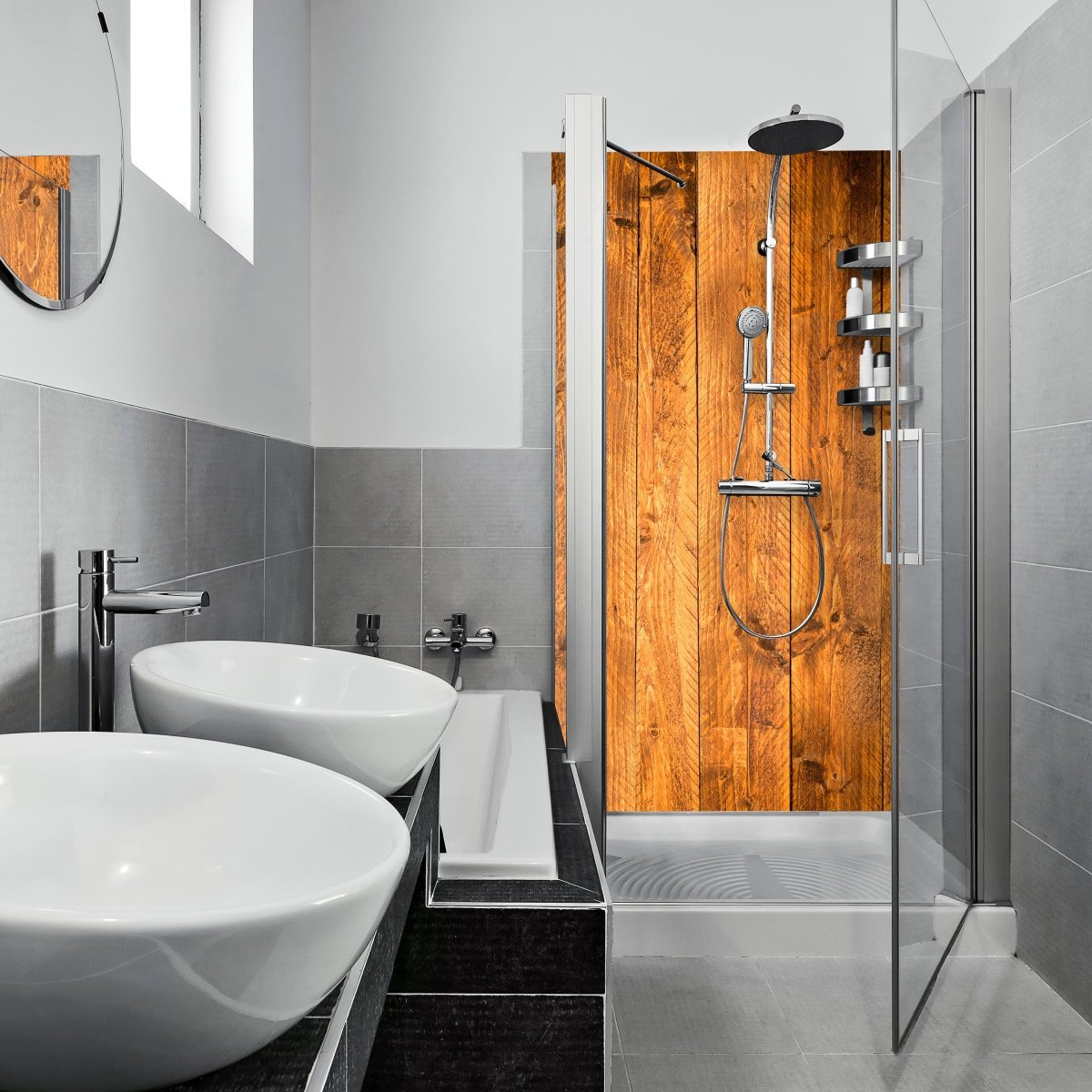 Duschwand Alte Holzwand M0719 entdecken - Bild 1 Duschwand Alte Holzwand M0719 entdecken - Bild 1