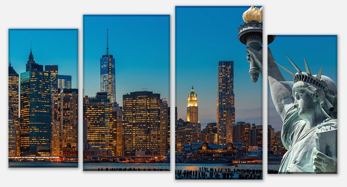 Leinwandbild Mehrteiler New York Skyline Freiheitsstatue M0726 Leinwandbild Mehrteiler New York Skyline Freiheitsstatue M0726
