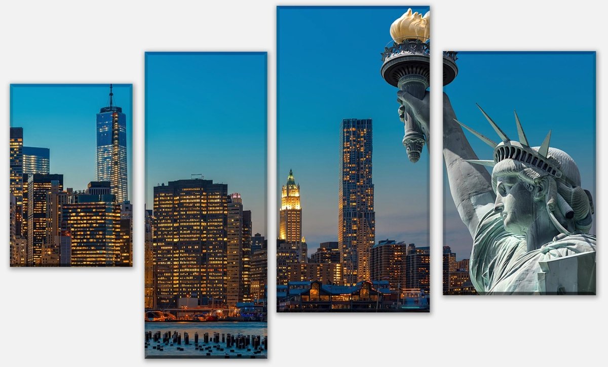 Leinwandbild Mehrteiler New York Skyline Freiheitsstatue M0726 Leinwandbild Mehrteiler New York Skyline Freiheitsstatue M0726