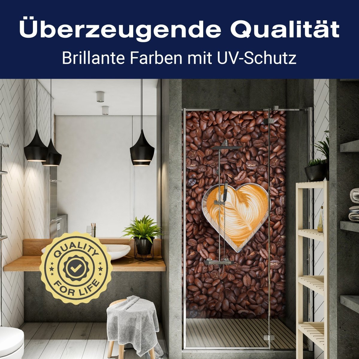 Duschwand Kaffeebohnen und Kaffeeherzen M0731 entdecken - Bild 2 Duschwand Kaffeebohnen und Kaffeeherzen M0731 entdecken - Bild 2