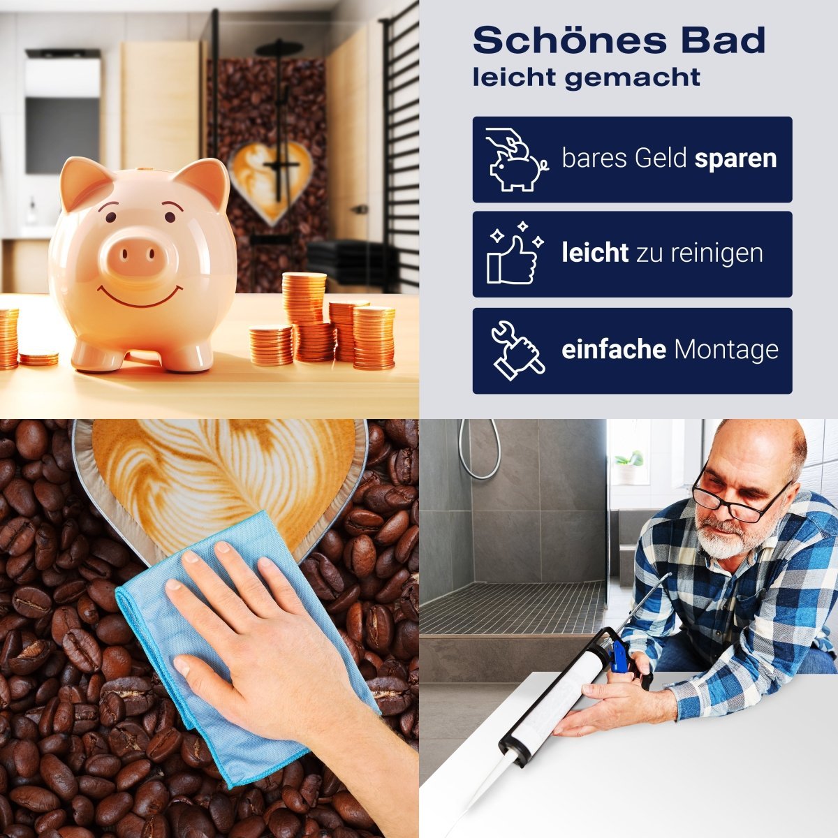 Duschwand Kaffeebohnen und Kaffeeherzen M0731 entdecken - Bild 7 Duschwand Kaffeebohnen und Kaffeeherzen M0731 entdecken - Bild 7