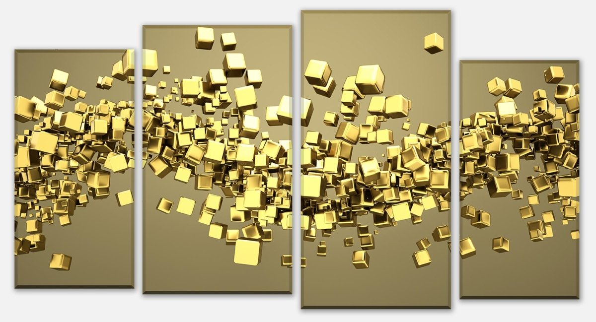 Leinwandbild Mehrteiler Golden Cubes Hintergrund M0765 Leinwandbild Mehrteiler Golden Cubes Hintergrund M0765