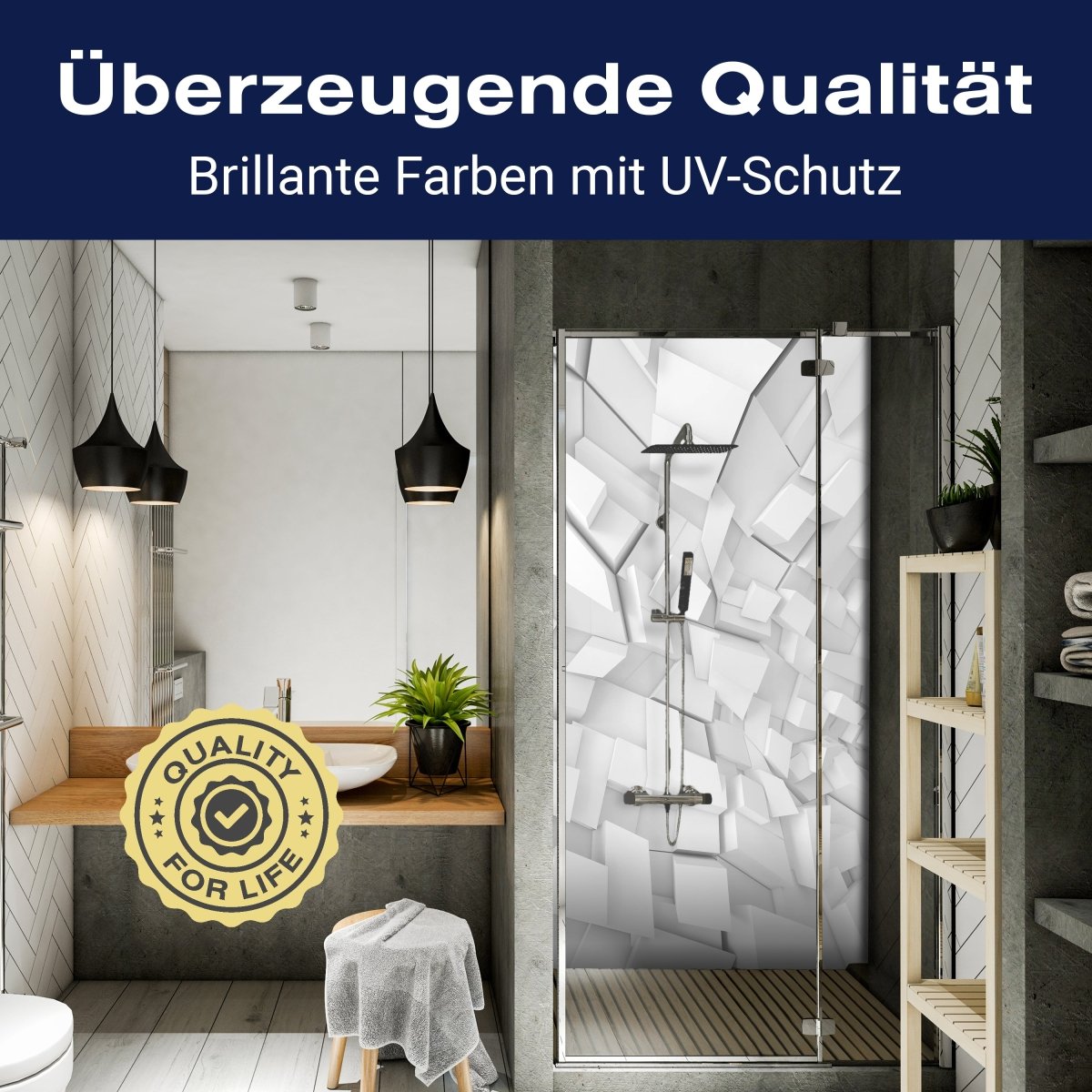 Duschwand Innenmuster mit chaotischen Blöcken M0767 entdecken - Bild 2 Duschwand Innenmuster mit chaotischen Blöcken M0767 entdecken - Bild 2