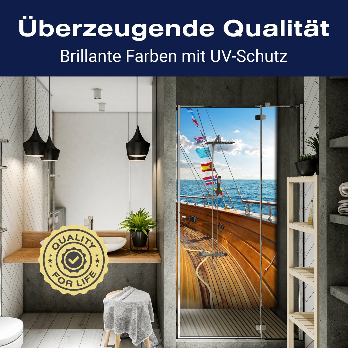 Duschwand Yacht im Meer an sonnigen Tag M0795 entdecken - Bild 2 Duschwand Yacht im Meer an sonnigen Tag M0795 entdecken - Bild 2