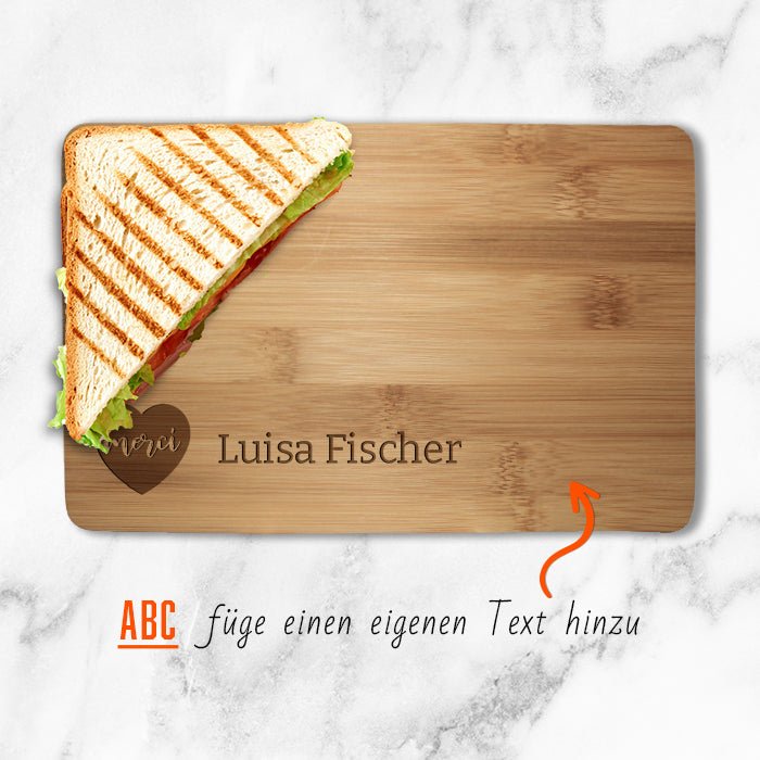 Frühstücksbrettchen Herz, Merci, Danke M0801 - Bild 2 Frühstücksbrettchen Herz, Merci, Danke M0801 - Bild 2