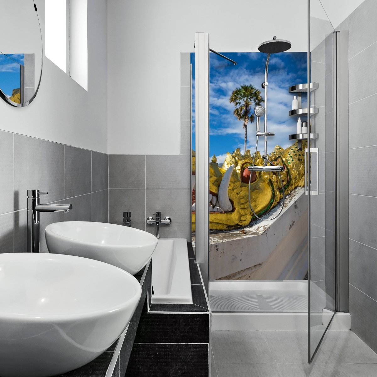 Duschwand Tempel in Luang Prabang M0802 entdecken - Bild 1 Duschwand Tempel in Luang Prabang M0802 entdecken - Bild 1