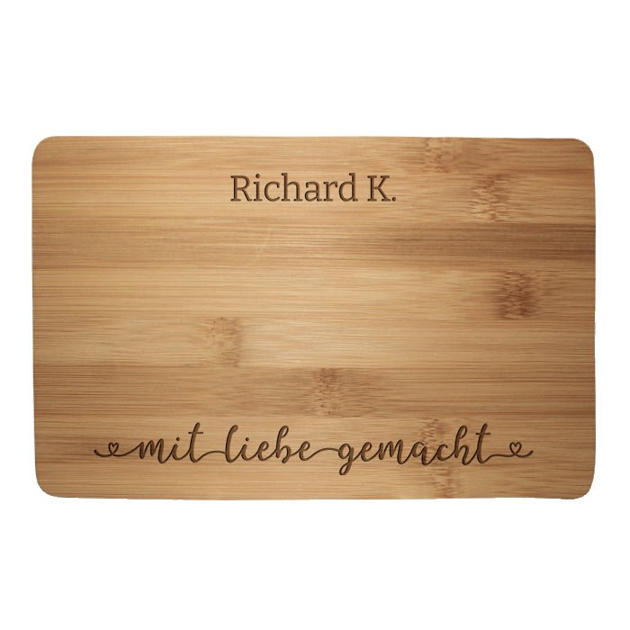 Frühstücksbrettchen Mit Liebe gemacht, Herz M0803 - Bild 1 Frühstücksbrettchen Mit Liebe gemacht, Herz M0803 - Bild 1