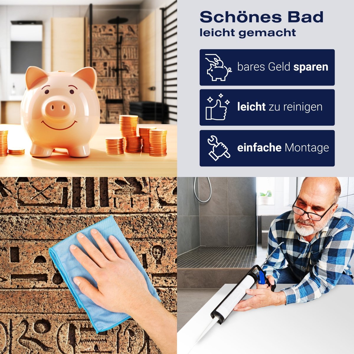 Duschwand Ägyptische Hieroglyphen auf einer alten Mauer M0806 entdecken - Bild 7 Duschwand Ägyptische Hieroglyphen auf einer alten Mauer M0806 entdecken - Bild 7