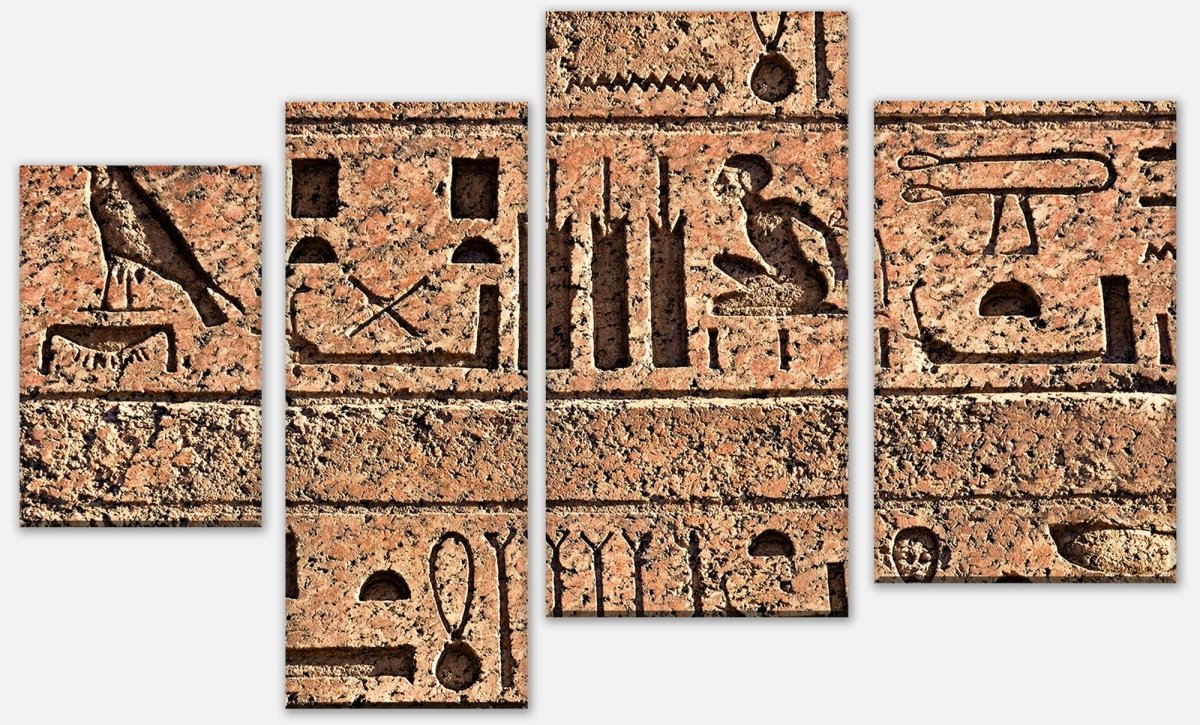 Leinwandbild Mehrteiler Ägyptische Hieroglyphen auf einer alten Mauer M0806 Leinwandbild Mehrteiler Ägyptische Hieroglyphen auf einer alten Mauer M0806