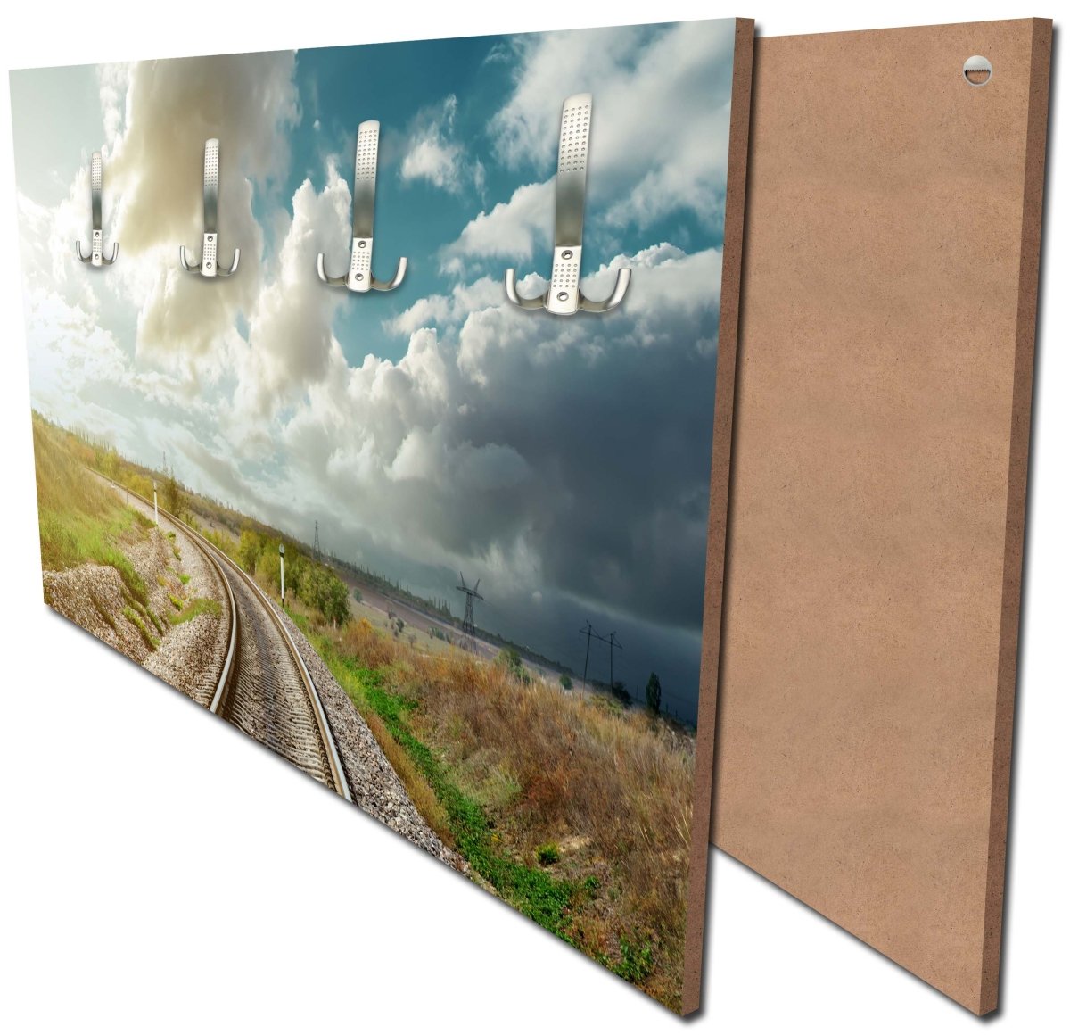 Garderobe Eisenbahn mit Sonnenuntergang am Horizont M0807 Garderobe Eisenbahn mit Sonnenuntergang am Horizont M0807