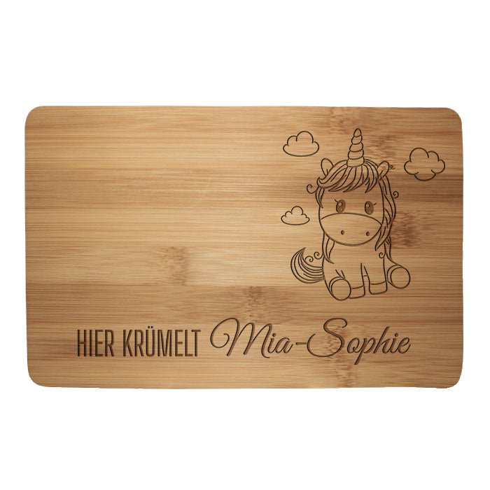 Frühstücksbrettchen Einhorn, hier krümelt M0827 - Bild 1 Frühstücksbrettchen Einhorn, hier krümelt M0827 - Bild 1