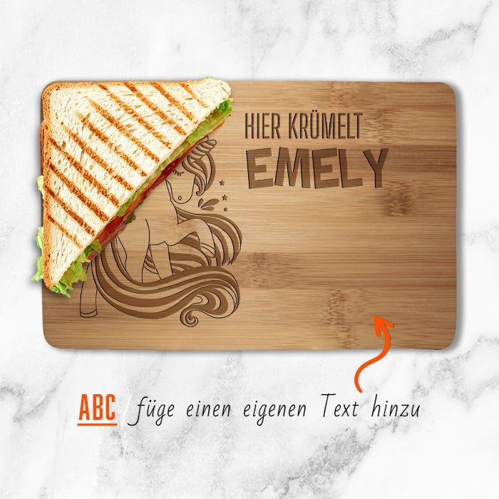 Frühstücksbrettchen Einhorn, hier krümelt M0831 - Bild 2 Frühstücksbrettchen Einhorn, hier krümelt M0831 - Bild 2