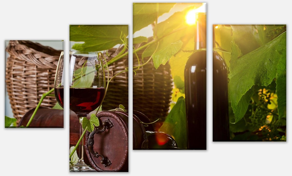 Leinwandbild Mehrteiler Flasche und Glas mit Rotwein M0831 Leinwandbild Mehrteiler Flasche und Glas mit Rotwein M0831