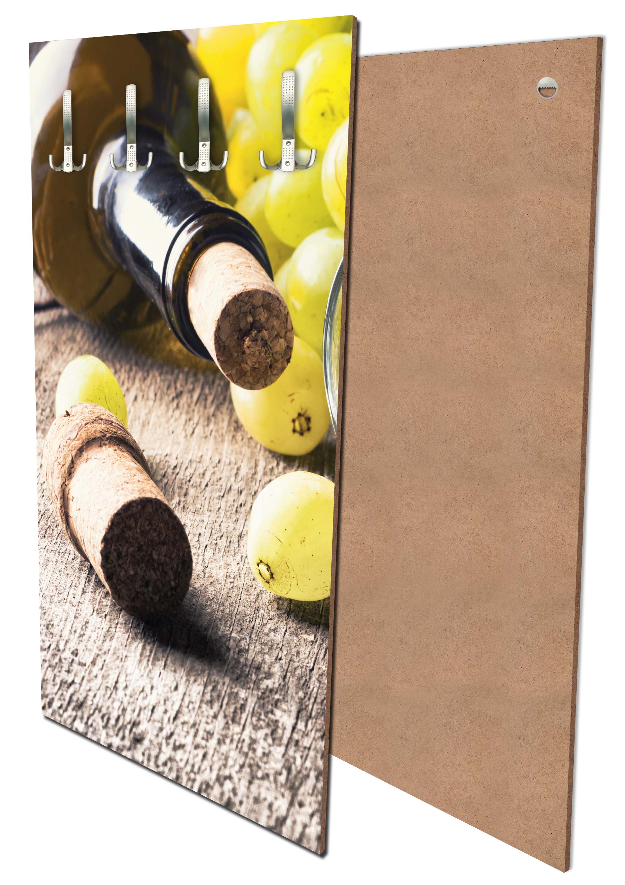 Garderobe Flasche Weißwein, Traube und Korken M0836 entdecken - Bild 1 Garderobe Flasche Weißwein, Traube und Korken M0836 entdecken - Bild 1