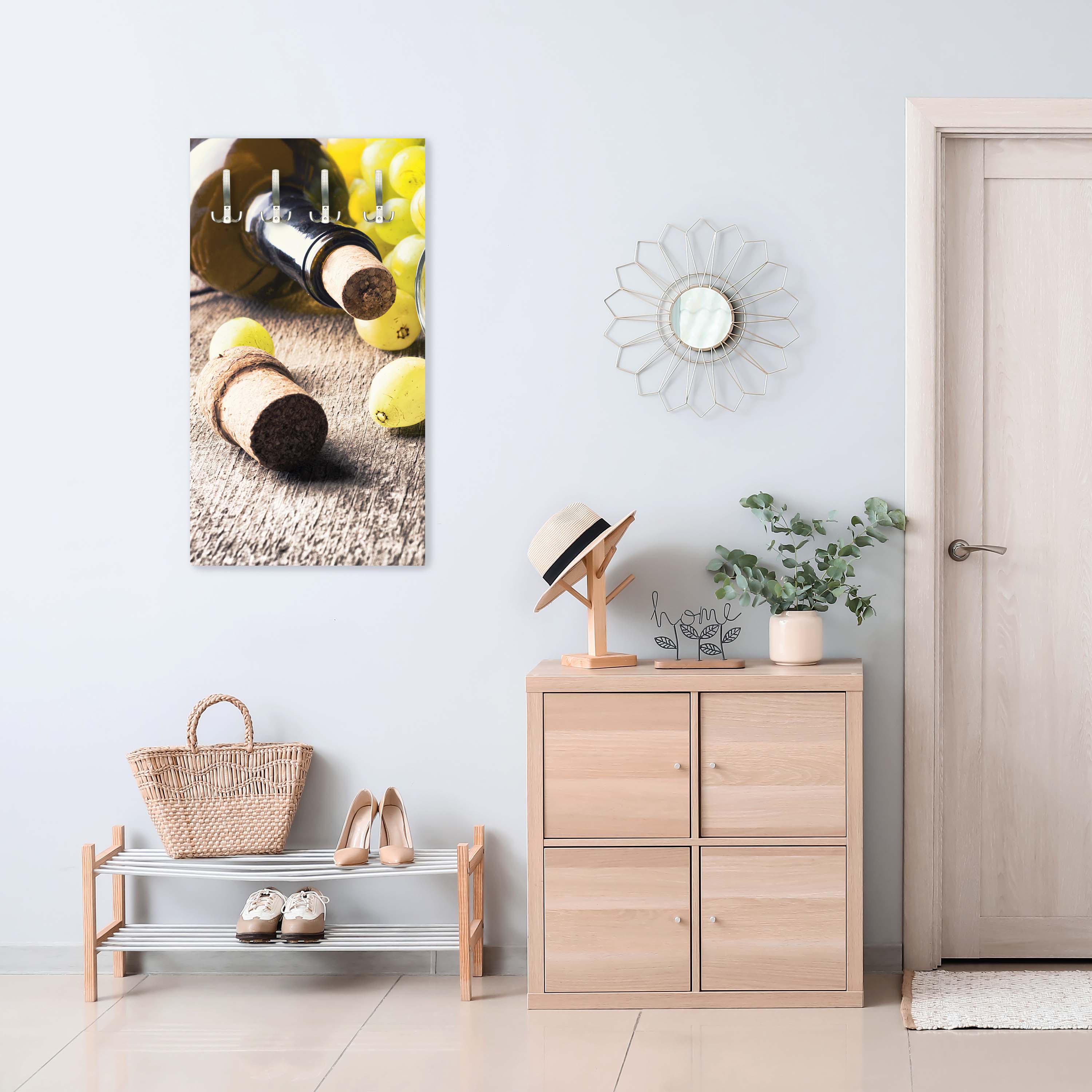 Garderobe Flasche Weißwein, Traube und Korken M0836 entdecken - Bild 2 Garderobe Flasche Weißwein, Traube und Korken M0836 entdecken - Bild 2