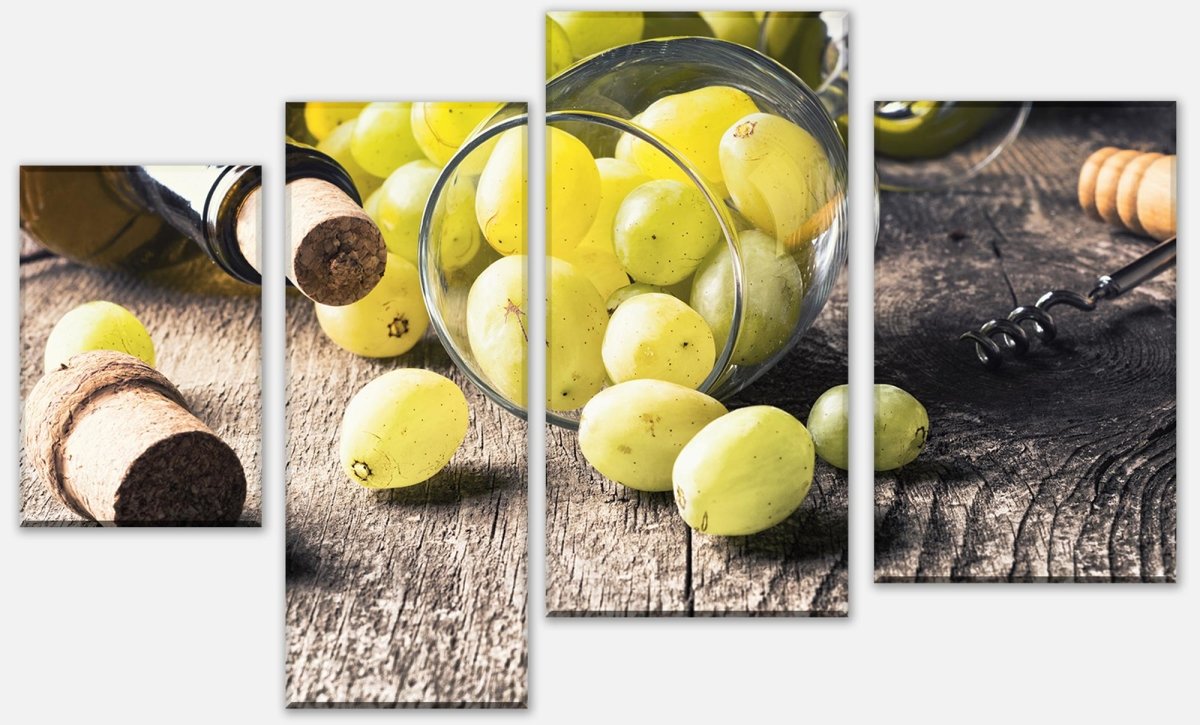 Leinwandbild Mehrteiler Flasche Weißwein, Traube und Korken M0836 Leinwandbild Mehrteiler Flasche Weißwein, Traube und Korken M0836