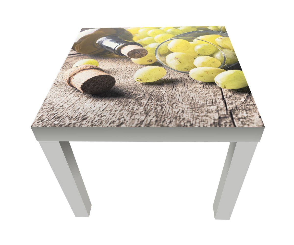 Beistelltisch Flasche Weißwein, Traube und Korken M0836 entdecken - Bild 1 Beistelltisch Flasche Weißwein, Traube und Korken M0836 entdecken - Bild 1