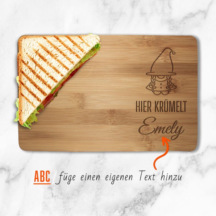 Frühstücksbrettchen Zwerg, hier krümelt M0840 - Bild 2 Frühstücksbrettchen Zwerg, hier krümelt M0840 - Bild 2