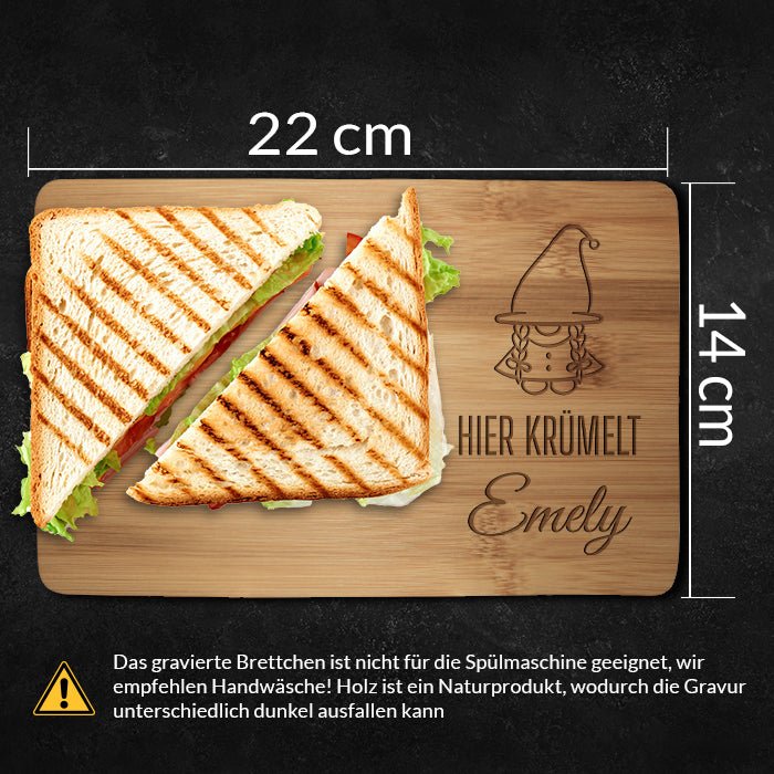 Frühstücksbrettchen Zwerg, hier krümelt M0840 - Bild 4 Frühstücksbrettchen Zwerg, hier krümelt M0840 - Bild 4