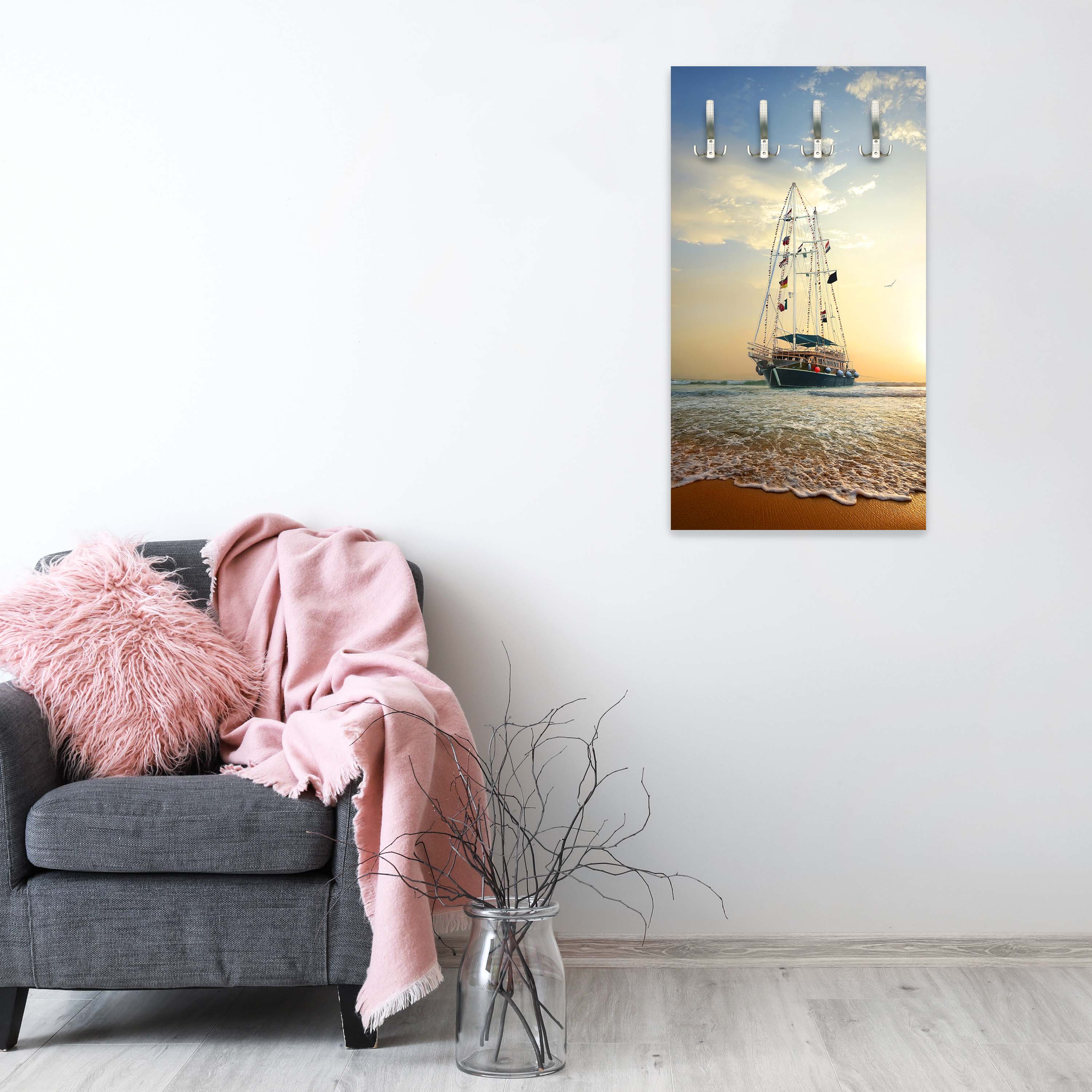 Garderobe Segelschiff auf den Wellen M0855 entdecken - Bild 3 Garderobe Segelschiff auf den Wellen M0855 entdecken - Bild 3