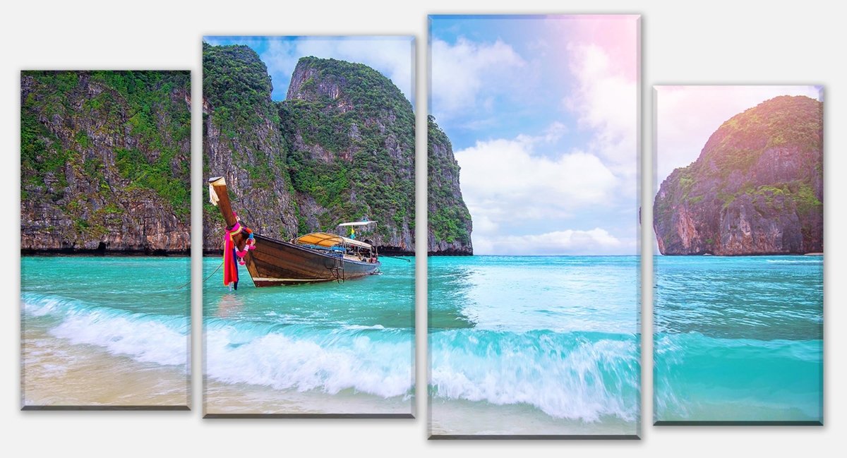 Leinwandbild Mehrteiler Boot in Phi Phi Insel, Thailand M0856 Leinwandbild Mehrteiler Boot in Phi Phi Insel, Thailand M0856