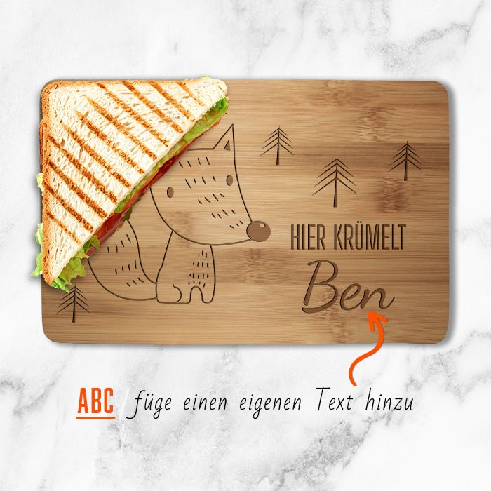Frühstücksbrettchen Fuchs, hier krümelt M0857 - Bild 2 Frühstücksbrettchen Fuchs, hier krümelt M0857 - Bild 2