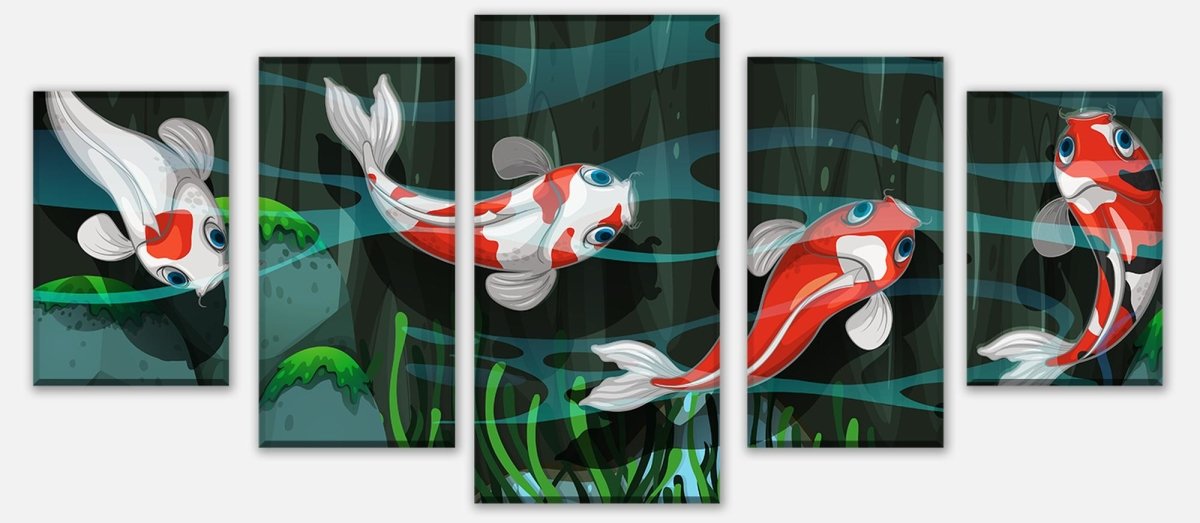 Leinwandbild Mehrteiler Vier Fische schwimmen im Teich M0862 entdecken - Bild 1 Leinwandbild Mehrteiler Vier Fische schwimmen im Teich M0862 entdecken - Bild 1
