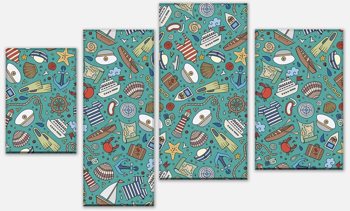 Leinwandbild Mehrteiler nettes marine Muster M0863 Leinwandbild Mehrteiler nettes marine Muster M0863