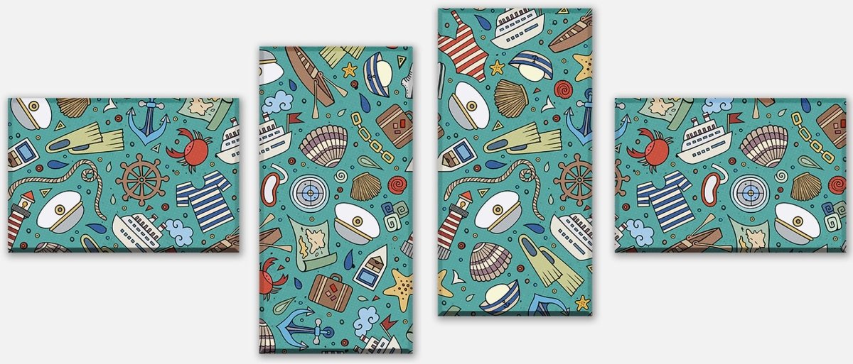 Leinwandbild Mehrteiler nettes marine Muster M0863 Leinwandbild Mehrteiler nettes marine Muster M0863