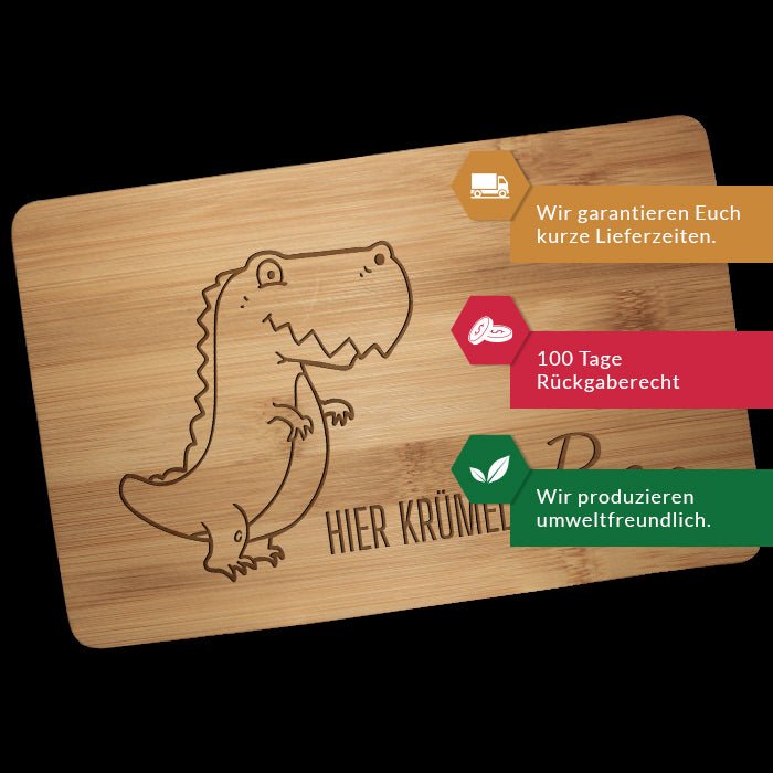 Frühstücksbrettchen Dino, hier krümelt M0864 - Bild 3 Frühstücksbrettchen Dino, hier krümelt M0864 - Bild 3