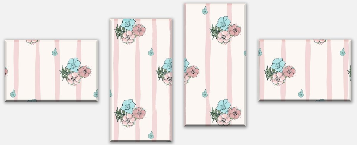 Leinwandbild Mehrteiler Exotische rosa und blaue Blumen M0864 Leinwandbild Mehrteiler Exotische rosa und blaue Blumen M0864