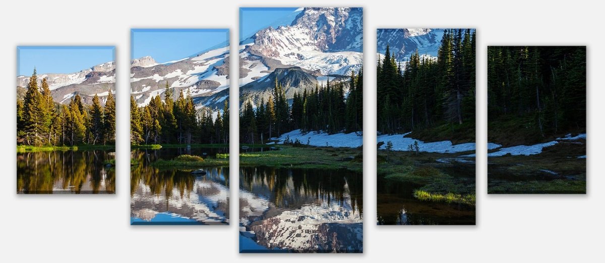 Leinwandbild Mehrteiler Wald mit einem See auf einer Berglandschaft M0880 entdecken - Bild 1 Leinwandbild Mehrteiler Wald mit einem See auf einer Berglandschaft M0880 entdecken - Bild 1